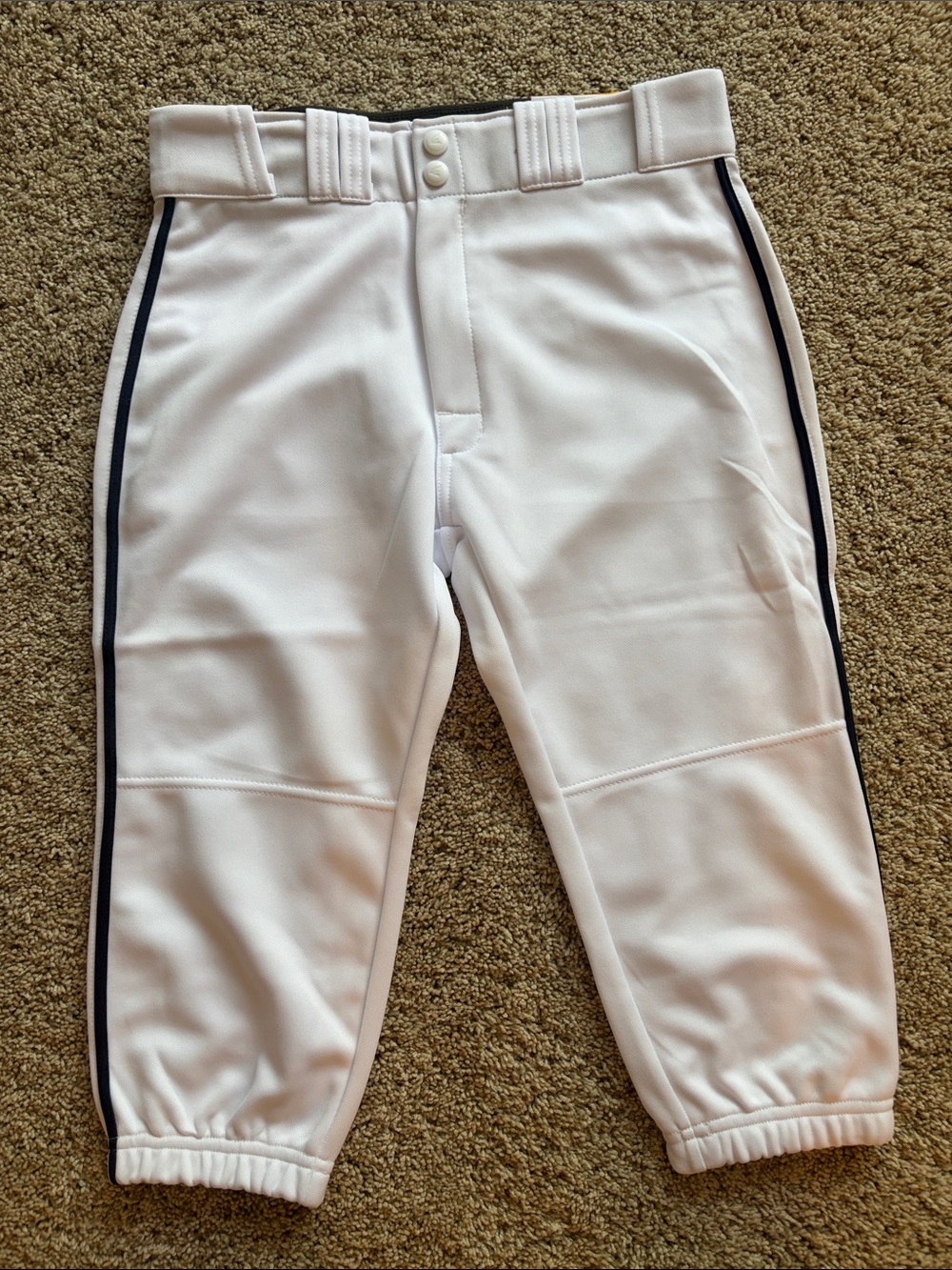 Easton White Baseball Pants with Black Side Stripes